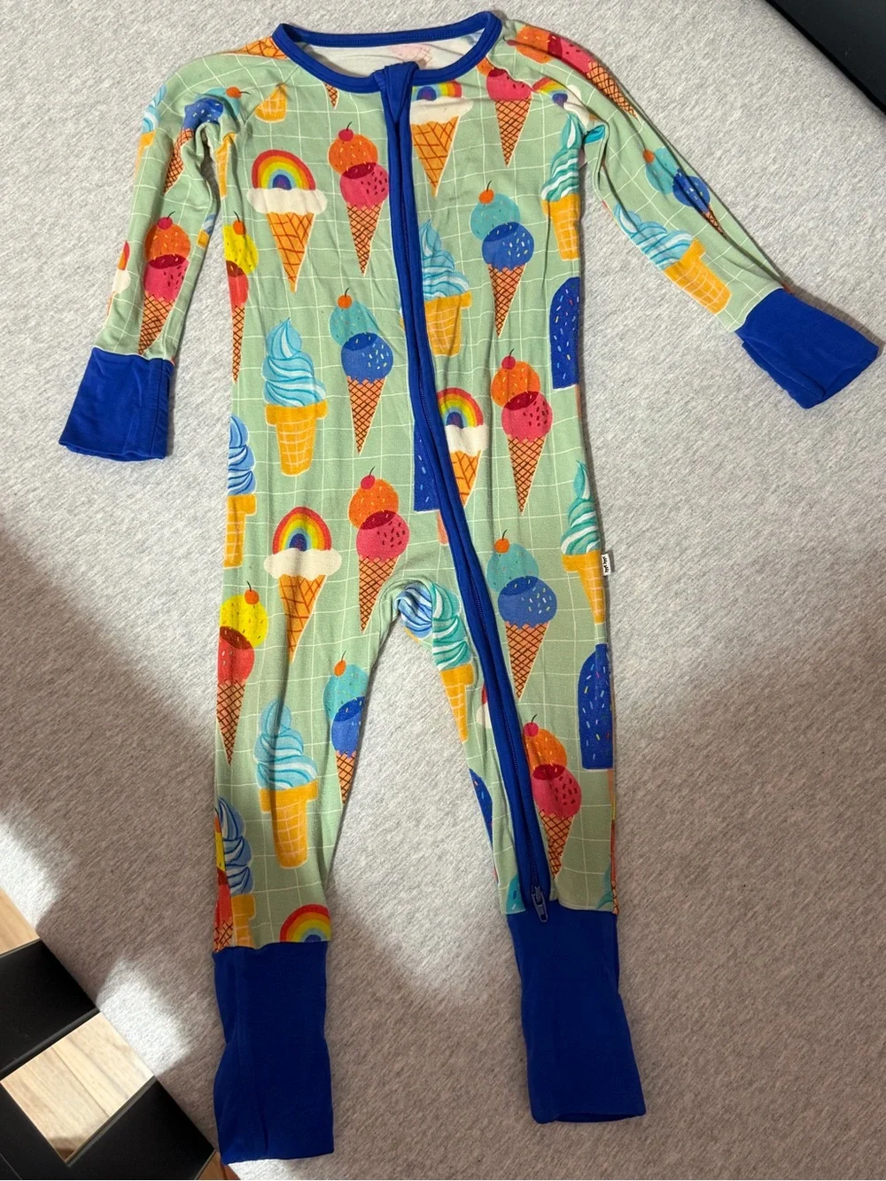 Little Sleepies Mint Ice Cream & Rainbow Footie with Blue Trim